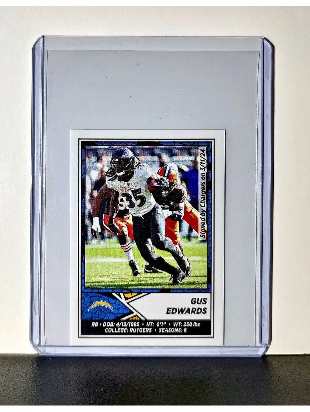 Gus Edwards 2024 Panini NFL Sticker #284 Los Angeles Chargers